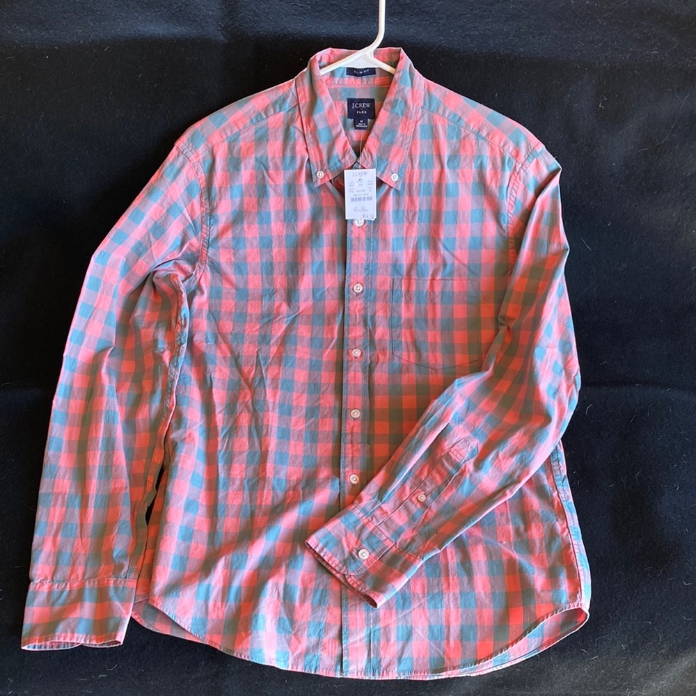 J. Crew Button Down. Salmon/Gray Color. Slim Fit, Flex Wash.